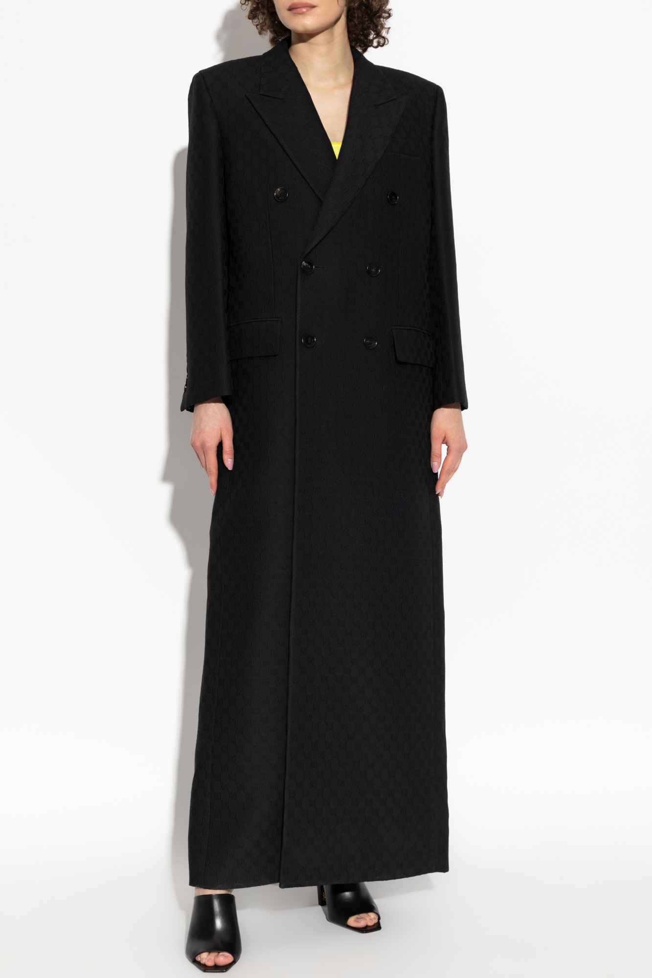 コート Gucci Gucci Gg Double-Breasted Coat Double G embroidery wool coat in black | GUCCI® US